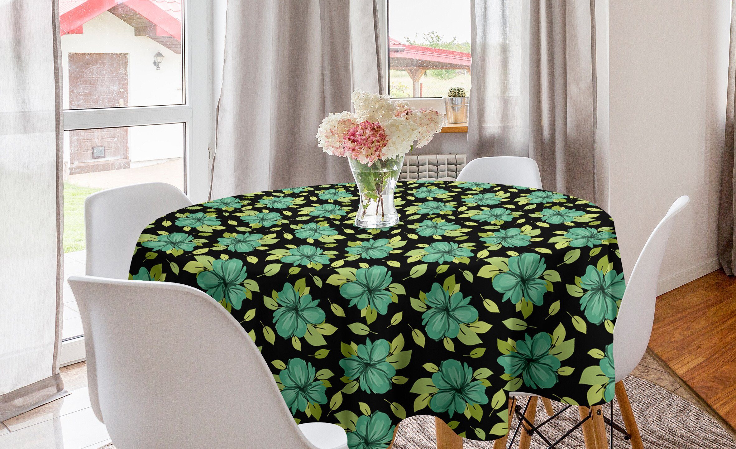 Abakuhaus Tischdecke Kreis Tischdecke Abdeckung für Esszimmer Küche Dekoration, Blumen Wiese Blätter Natur Tomes | Tischdecken