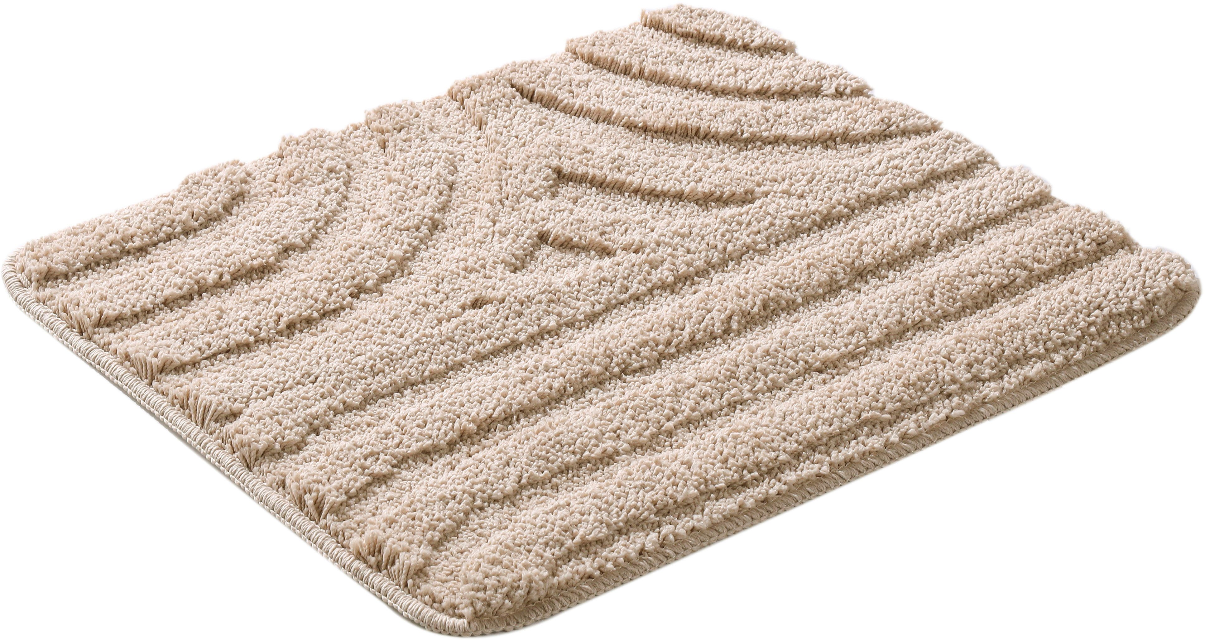 OTTO home Badematte Sanremo Scandi, Badvorleger, Badezimmer Teppich, Duschvorleger, Höhe 20 mm, rutschhemmend beschichtet, strapazierfähig, Polyester, rechteckig, Badteppich, Uni Farben, Hoch-Tief-Effekt, modernes Muster, Boho