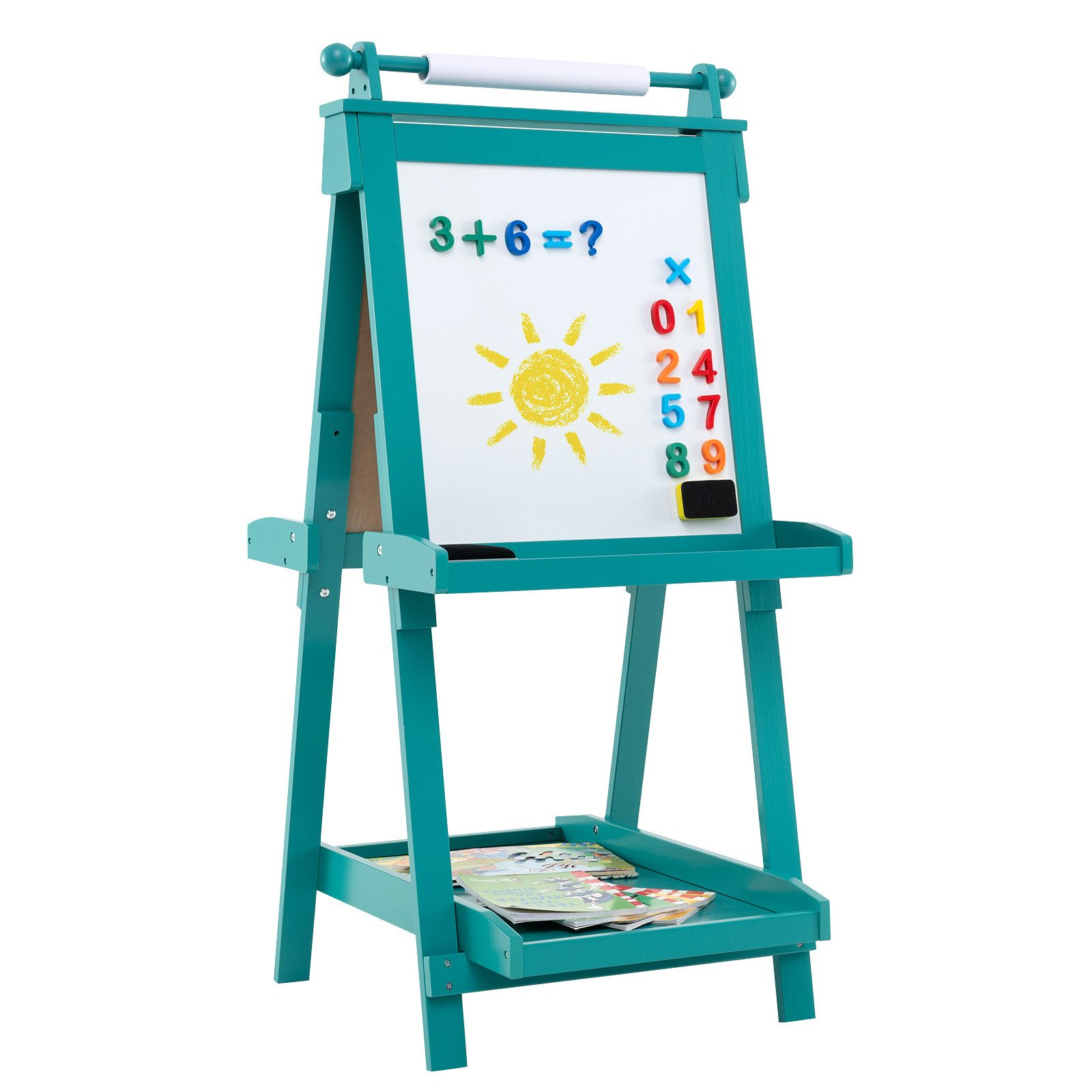 COSTWAY Standtafel, mit Whiteboard & Magnetischer Tafel, Klappbare