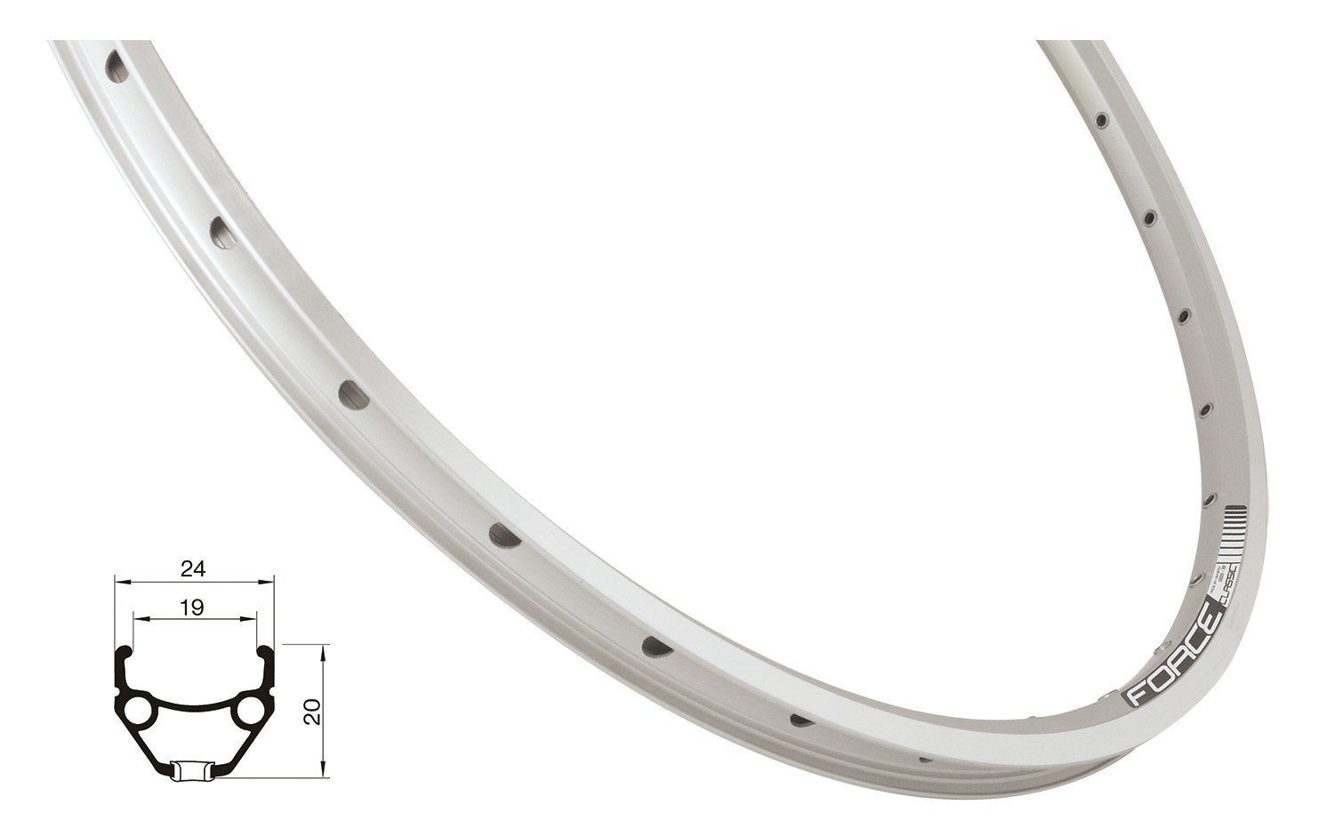 Fahrrad-Laufrad Felge28" FORCE CLASSIC 622x19/ 36 silber