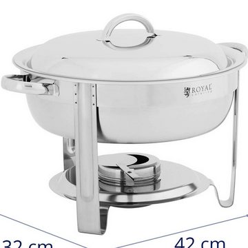 Royal Catering Speisenwärmer Chafing Dish Warmhaltebehälter Rechaud rund 3,5 l 1 Brennstoffhalter