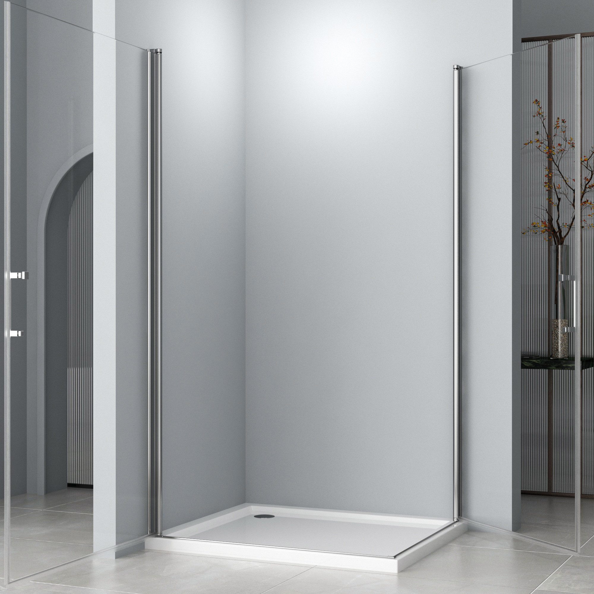 Hopibath Eckdusche 90x90 Pendeltür Duschkabine 80x80, günstig online kaufen