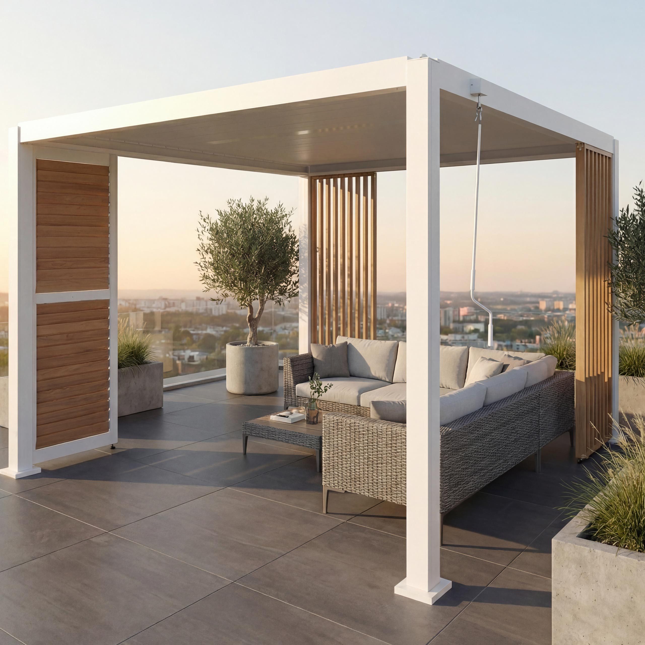 MCW Pergola MCW-P65-LS, BxTxH: 302x302x235 cm, Sturmfest bis 74,5 km/h - Windstärke 8, Integrierter Regenablauf