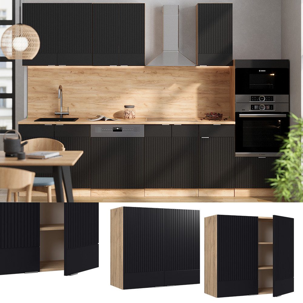 Vicco Glashängeschrank Fame-Line, Schwarz gestreift/Goldkraft Eiche, günstig online kaufen