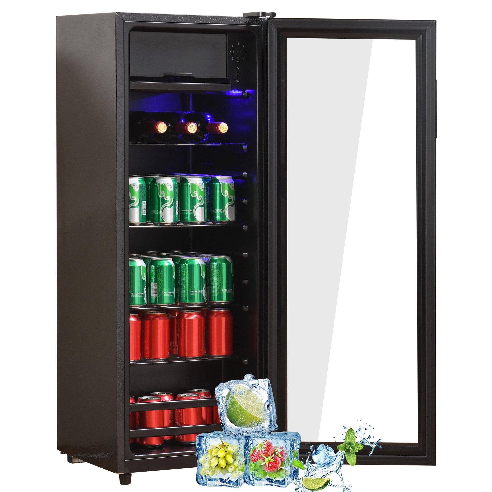 DOPWii Kühlschrank SC-128P, "Fasst 94 Dosen Limonade/Wasser/Bier/Wein,Verstellbare Einlegeböden "