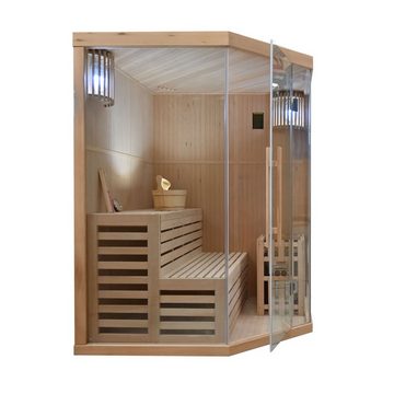 MASILY Sauna Sauna Salo tradionelle Heimsauna, BxTxH: 150 x 150 x 200 cm, Saunakabine, Hemlockholz, 6,0kW Harvia Ofen