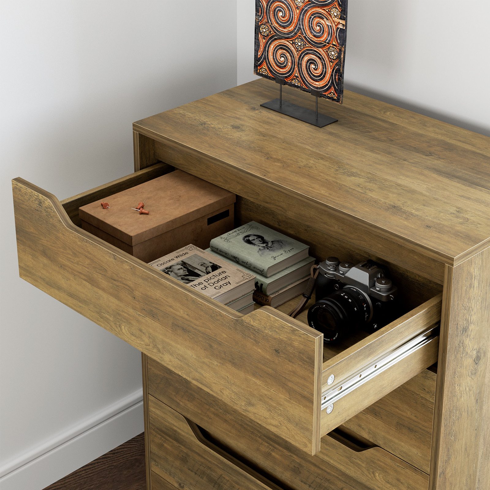 HOMECHO Kommode, Kommode mit 4 Schubladen aus Holz