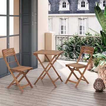 STILISTA Balkonset Bistro Set, Möbel Set aus FSC®-zertifiziertem, (Set, 3-tlg., Tisch mit 2 Stühlen), Akazienholz bestehend aus einem Tisch und Zwei Stühlen, klappbar