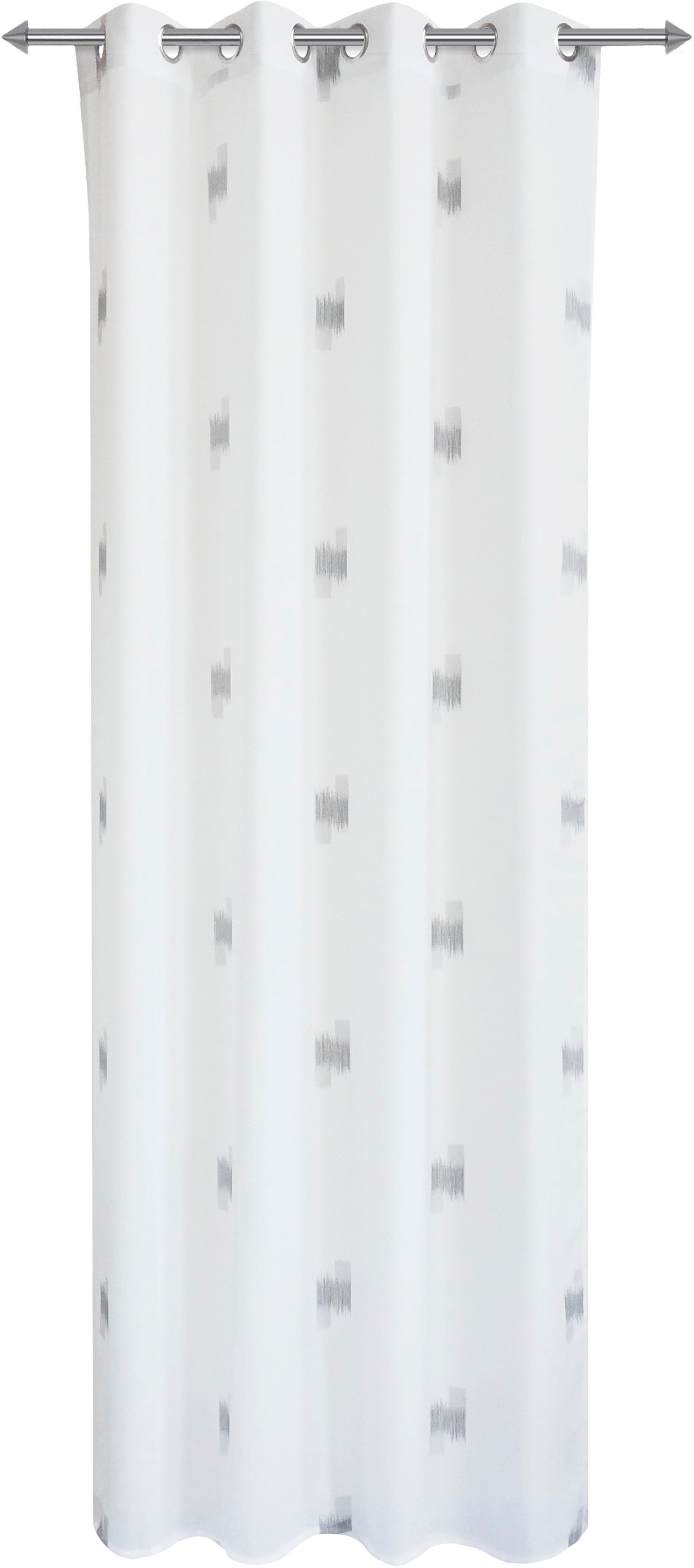 decolife Gardine Toja (1 St), Ösen, halbtransparent, Wirkware, Ösenschal weiß mit grauem Print