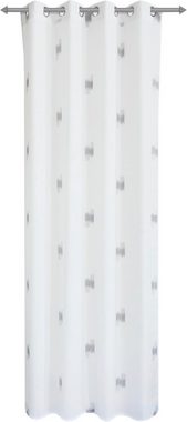 Gardine Toja, decolife, Ösen (1 St), halbtransparent, Wirkware, Ösenschal weiß mit grauem Print