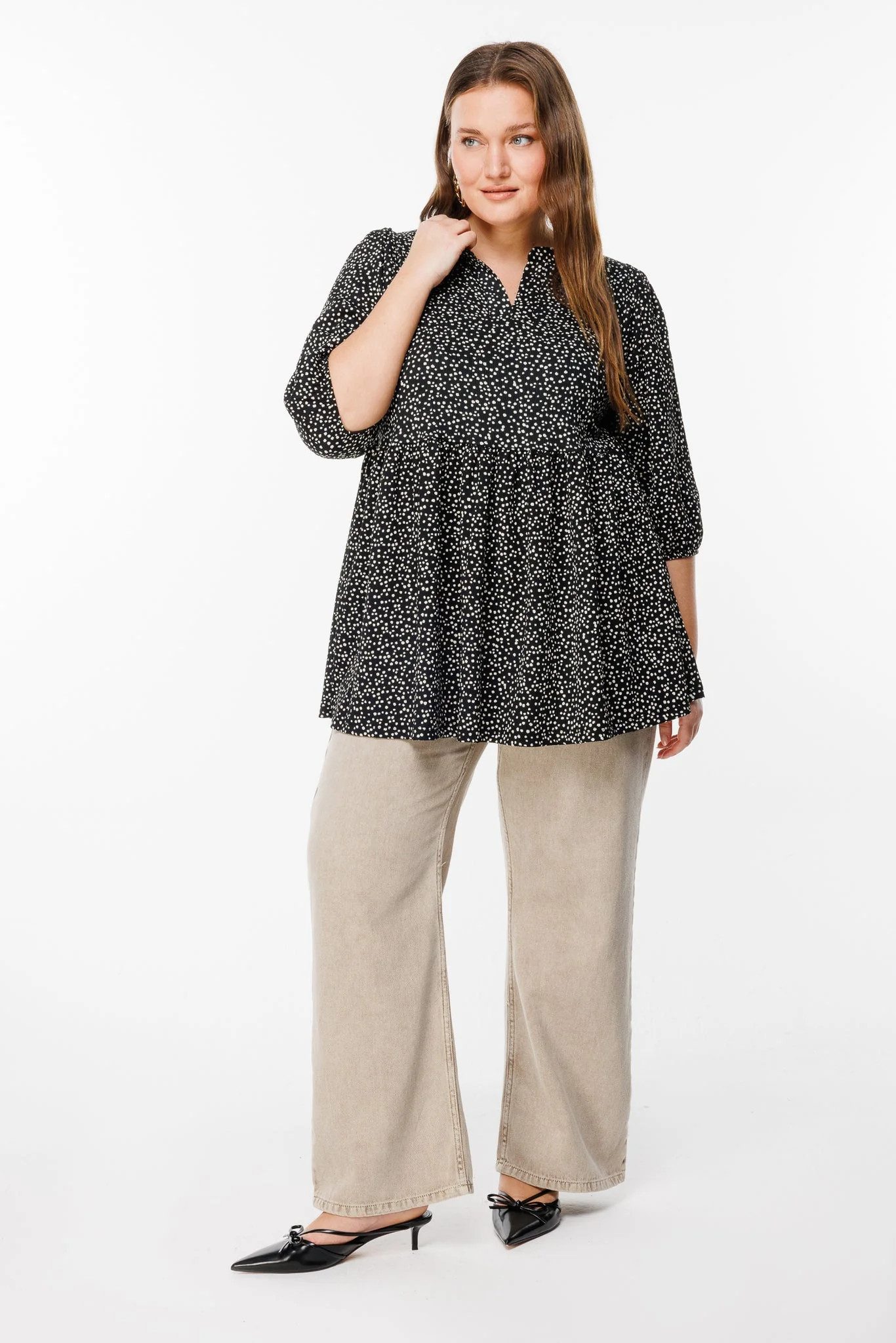 Blusentop Bluse mit Polka-Dots