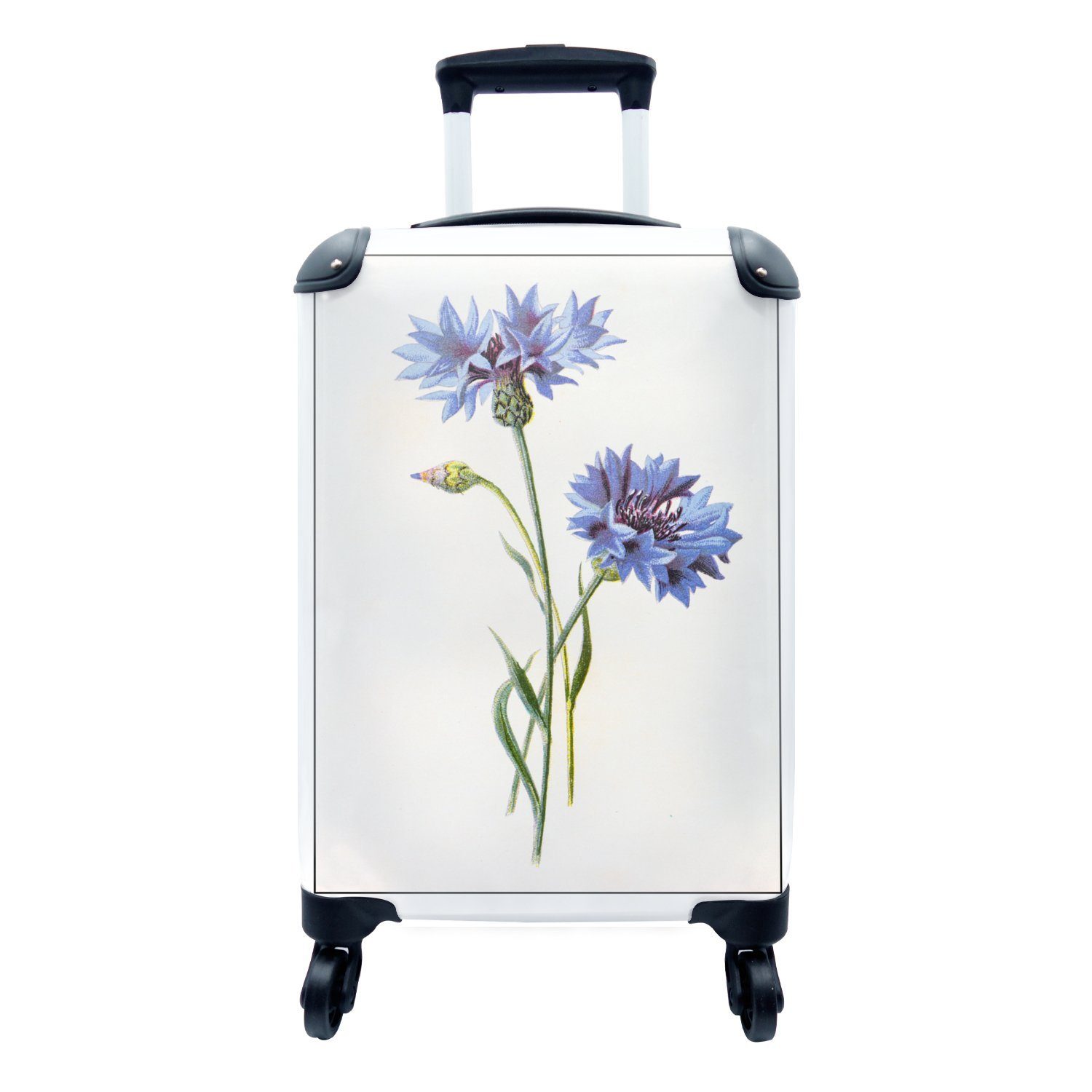 MuchoWow Handgepäckkoffer Eine Illustration von zwei Kornblumen, 4 Rollen, Reisetasche mit rollen, Handgepäck für Ferien, Trolley, Reisekoffer