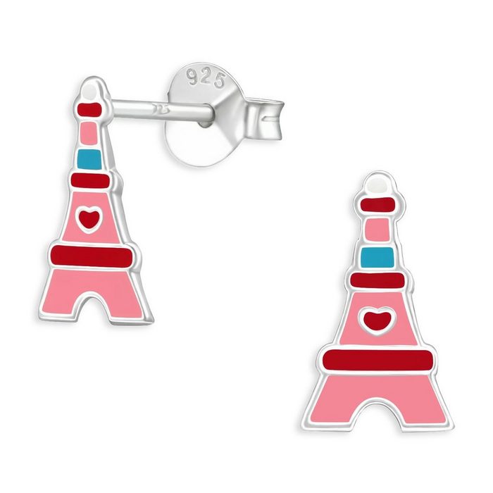 Monkimau Paar Ohrstecker Eiffelturm Kinder Ohrringe aus 925 Silber (Packung Paar Ohrstecker)