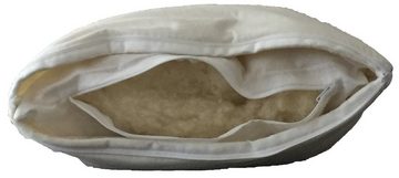Kopfkissen Merino Schurwolle Kopfkissen unbelastet schlafen, Garanta, Seitenschläfer, Rückenschläfer und mit wenig Füllung Bauchschläfer, unbehandelte Schafwolle