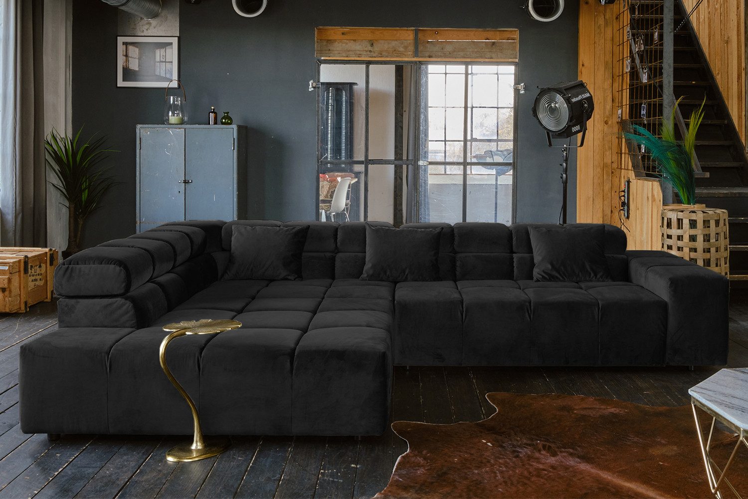 KAWOLA Ecksofa NEVADA, Couch L-Form rechts oder links, mit oder ohne Sitzvorzug Velvet