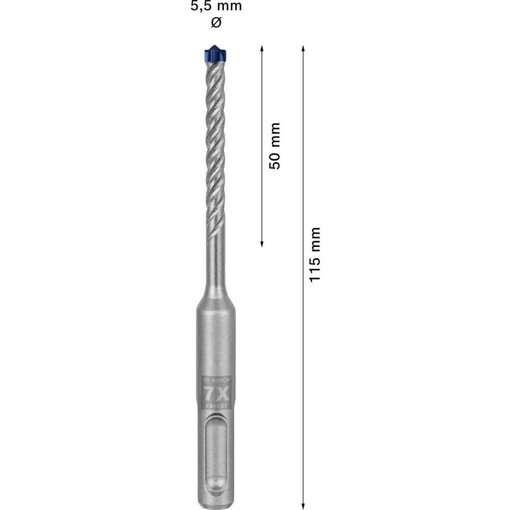 (Bosch-Professional 50 Bosch Hammerbohrer, 115 mm, Accessories Spiralbohrer (Blau), Hammerbohrer 5.5 x x