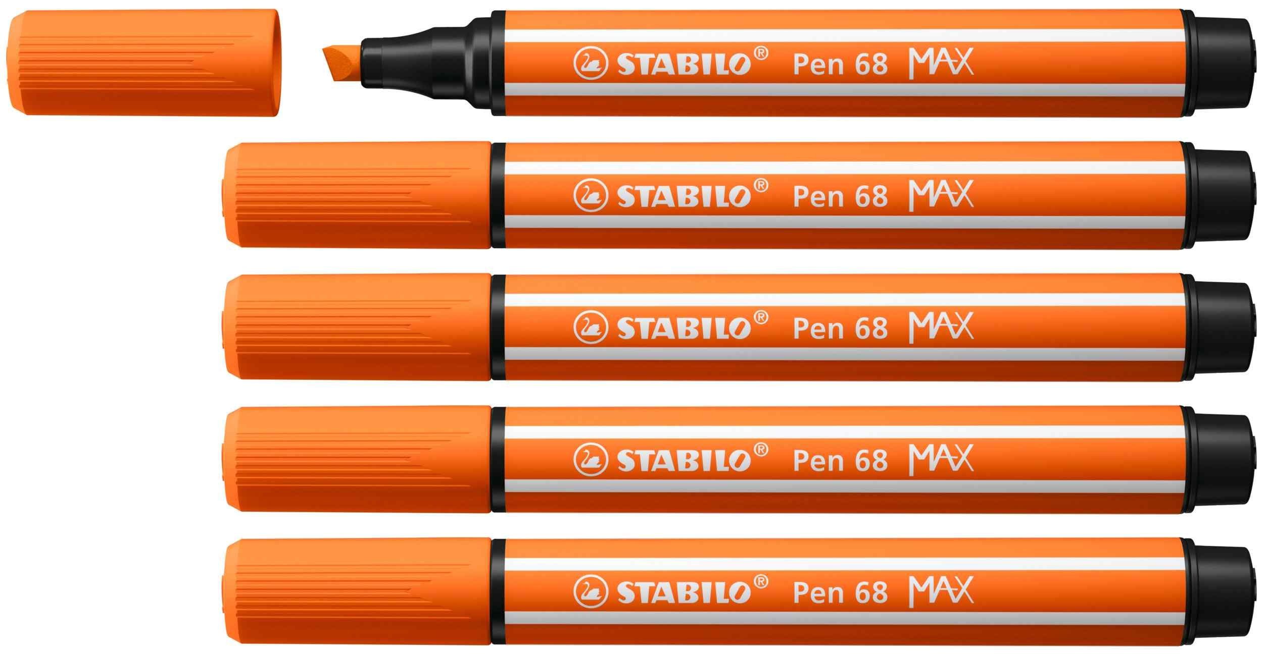 STABILO Filzstift STABILO Filzstifte Pen 68 MAX, 5er Set, gelbrot