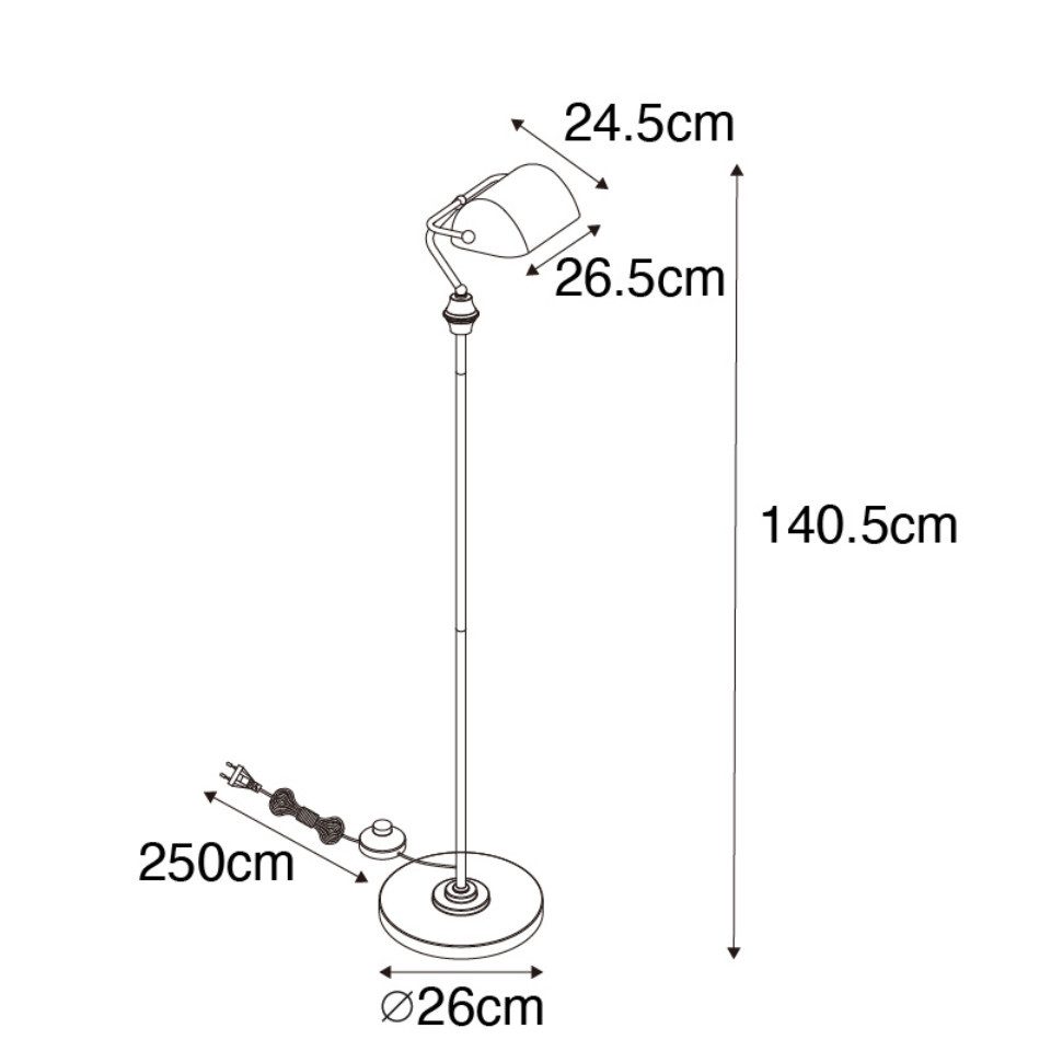 Qazqa Stehlampe Banker, ohne Leuchtmittel, Warmweiß, QAZQA Stehlampe, e27, Grün, Stahl, classic-antique