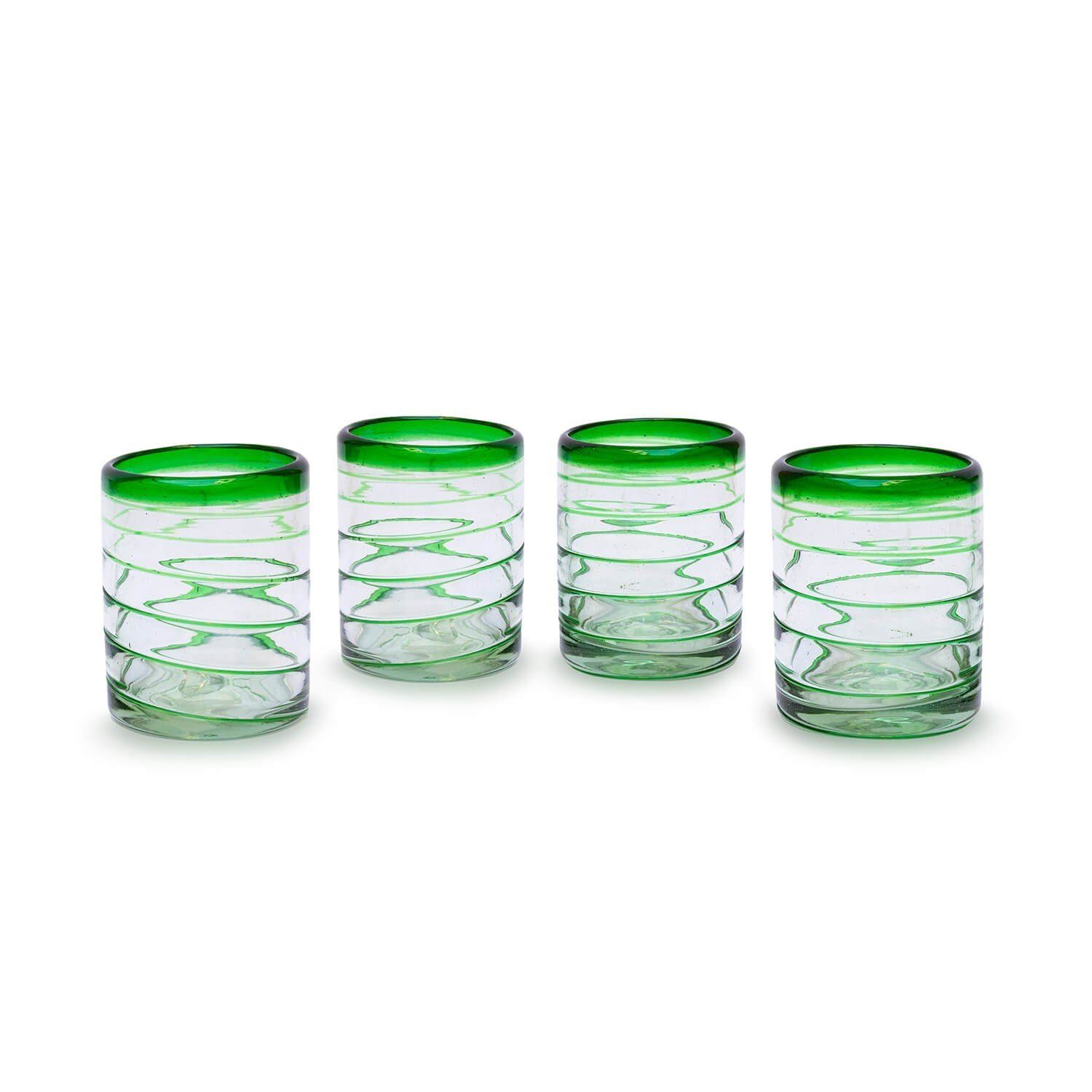 4er Set Glas Gläser mitienda Spirale grün