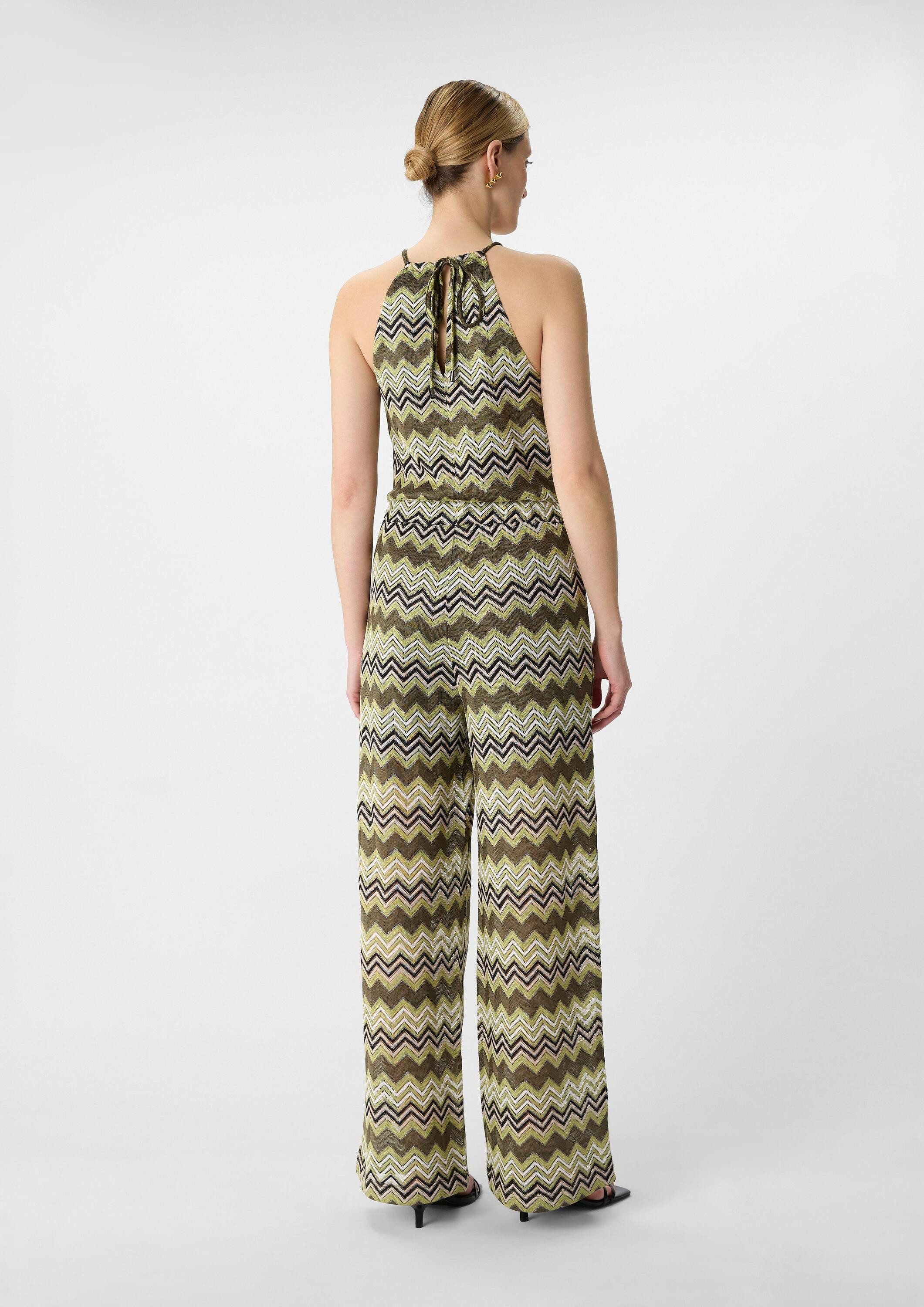 comma Jumpsuit Overall Strick-Jumpsuit mit Zick-Zack-Muster