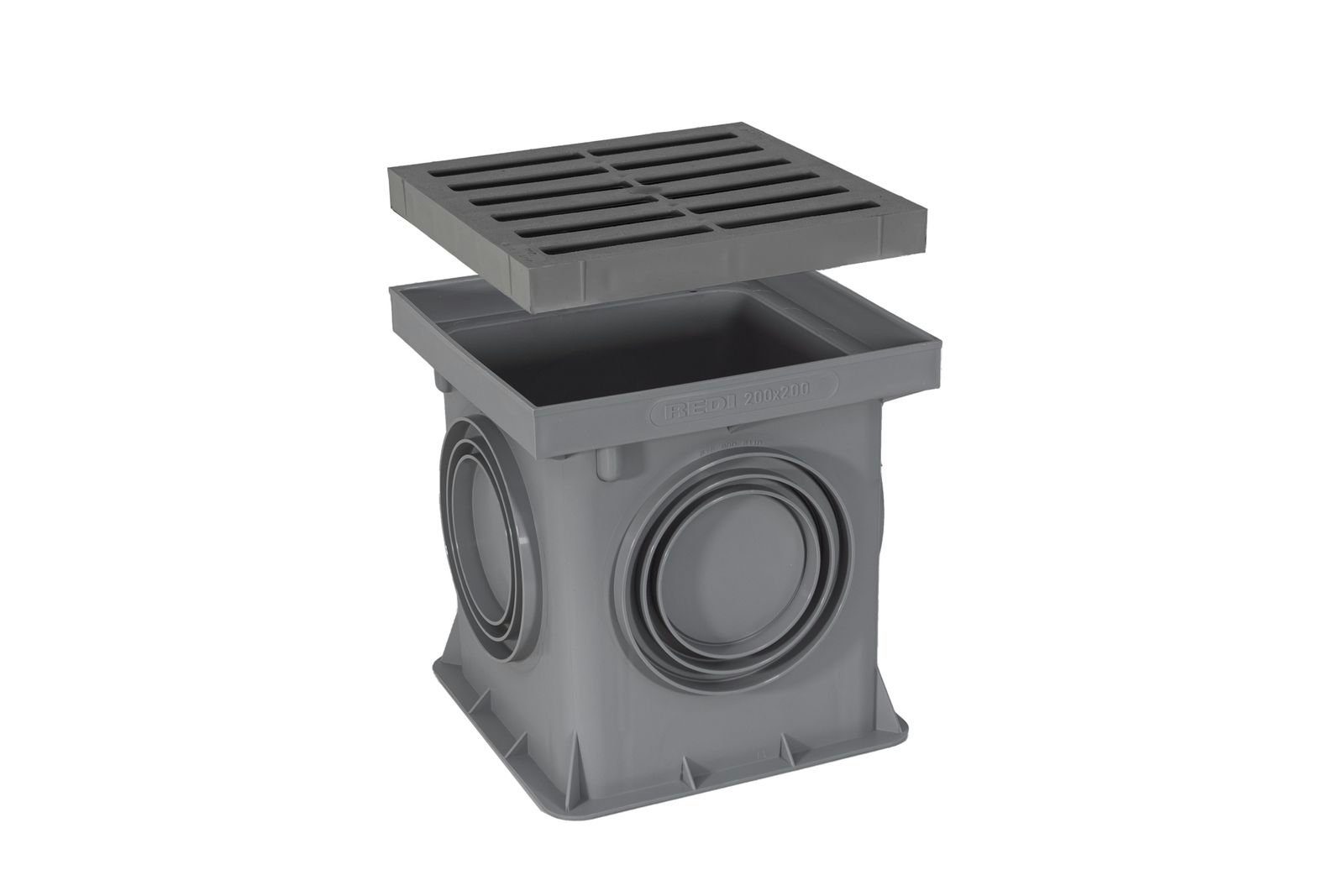 Marley Deutschland GmbH Erdschacht 200x200mm Einlaufschacht + Kunststoffrost, 20x20x20 cm, 2-St., laugen- und säurebeständig, begehbar