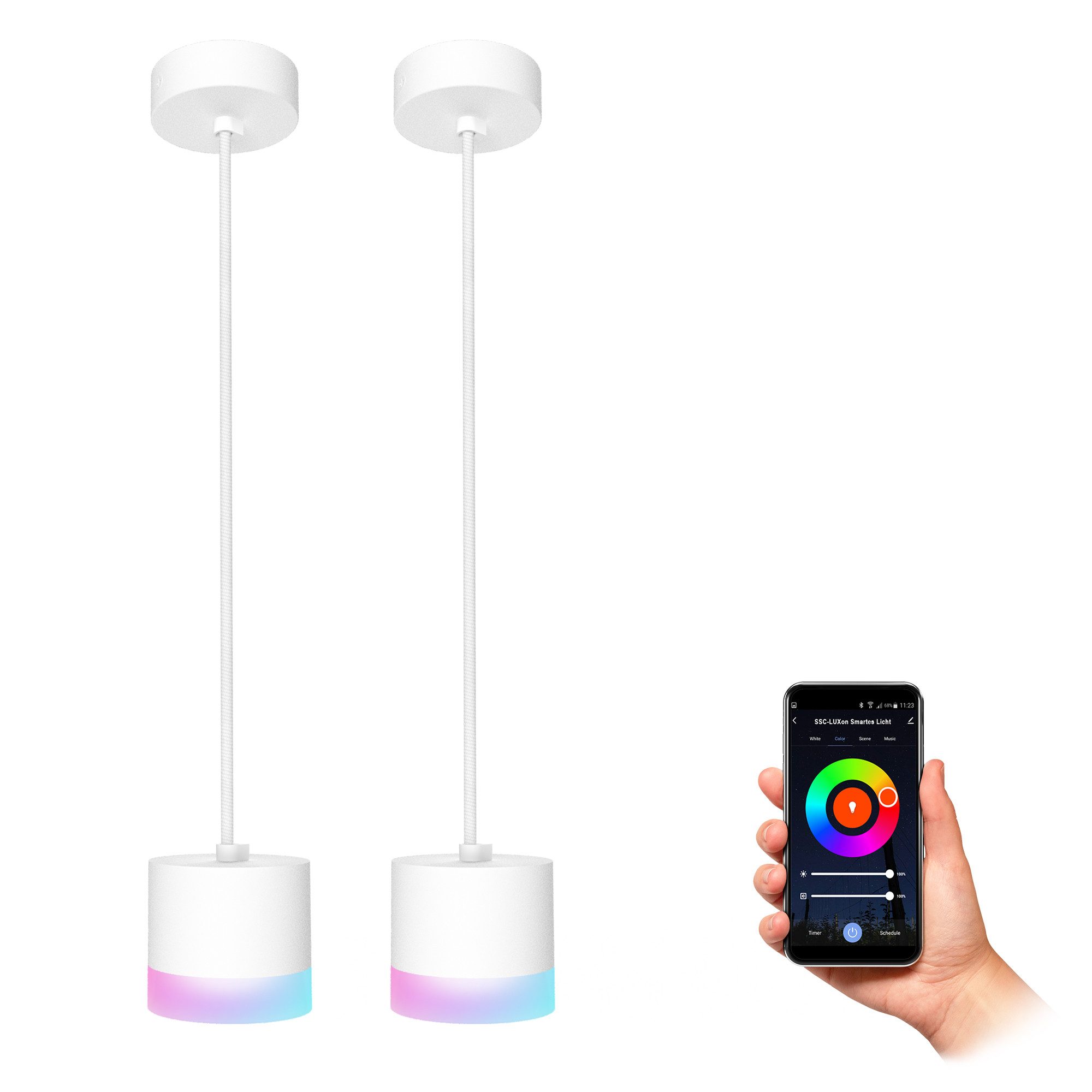 SSC-LUXon LED-Hängeleuchte VORA Design Deckenleuchte weiß mit GX53 LED Smart Home WiFi, Smart