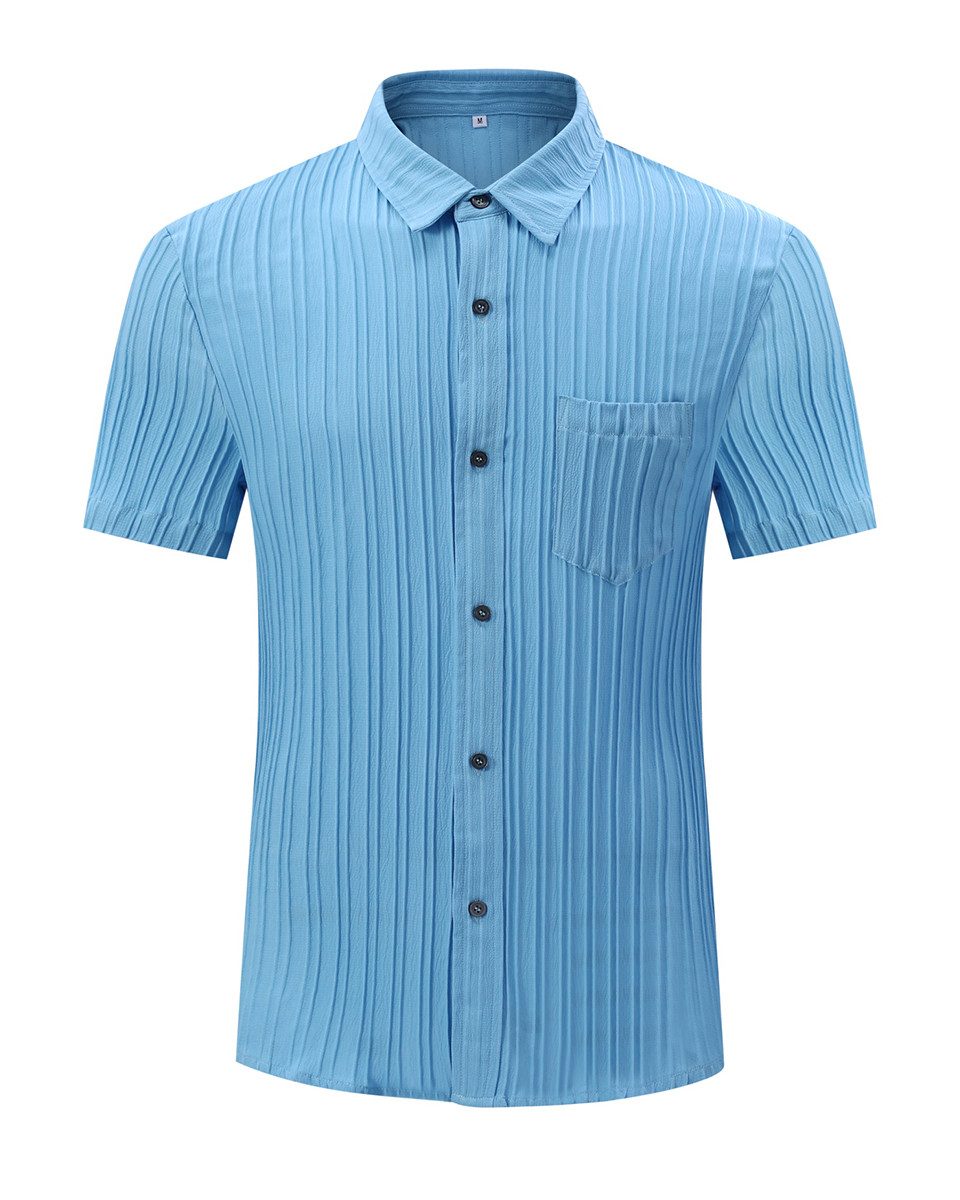Allthemen Kurzarmhemd Herren Sommerhemd mit 3D Wellenstruktur Freizeithemd Relaxed Fit