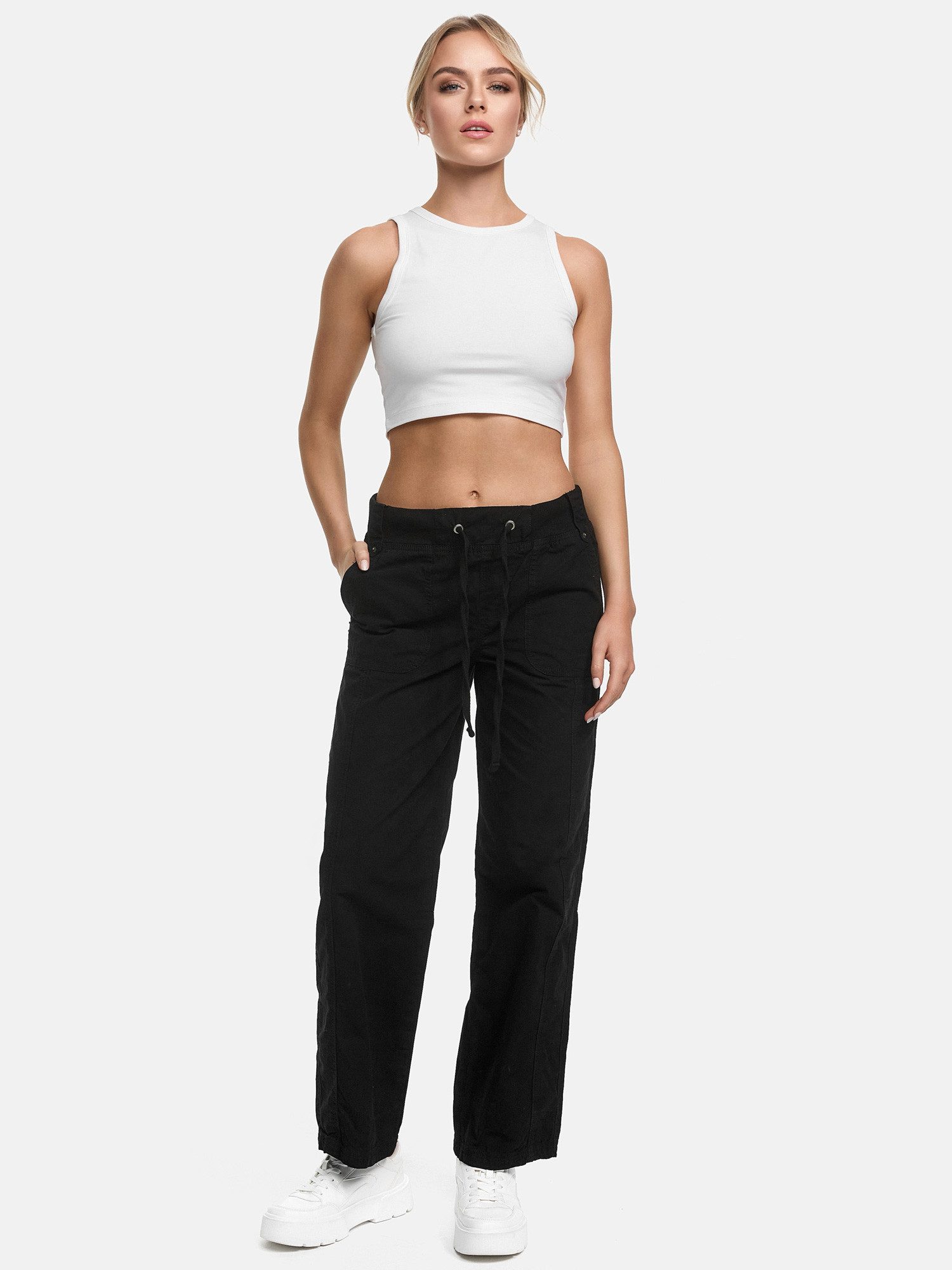 Tazzio Stoffhose Straight Fit F601 Wide Leg Hose mit Kordelzug günstig online kaufen