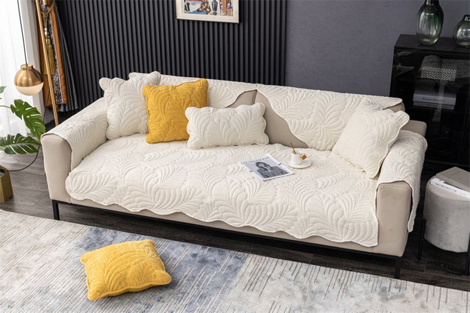 ZGWRYI Chenille Sofaschoner - Kuschelig Weich & Rutschfest In Cookie Brown