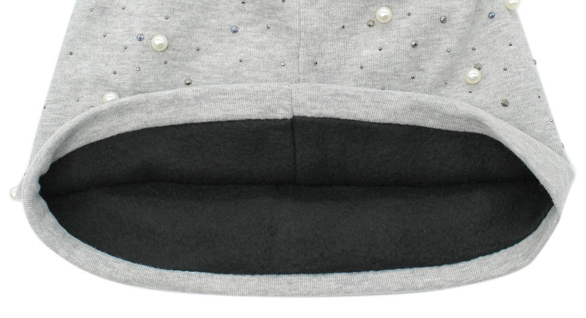 dy_mode Beanie Damen Beanie Mütze mit Kunstperlen Glitzer – Gefütterte Beaniemütze mit Innenfutter