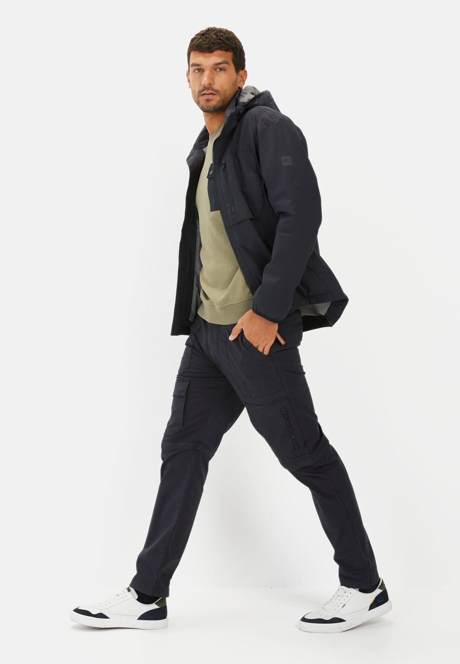 camel active Sweatshirt mit Kontrasttasche Langarm Rundhals