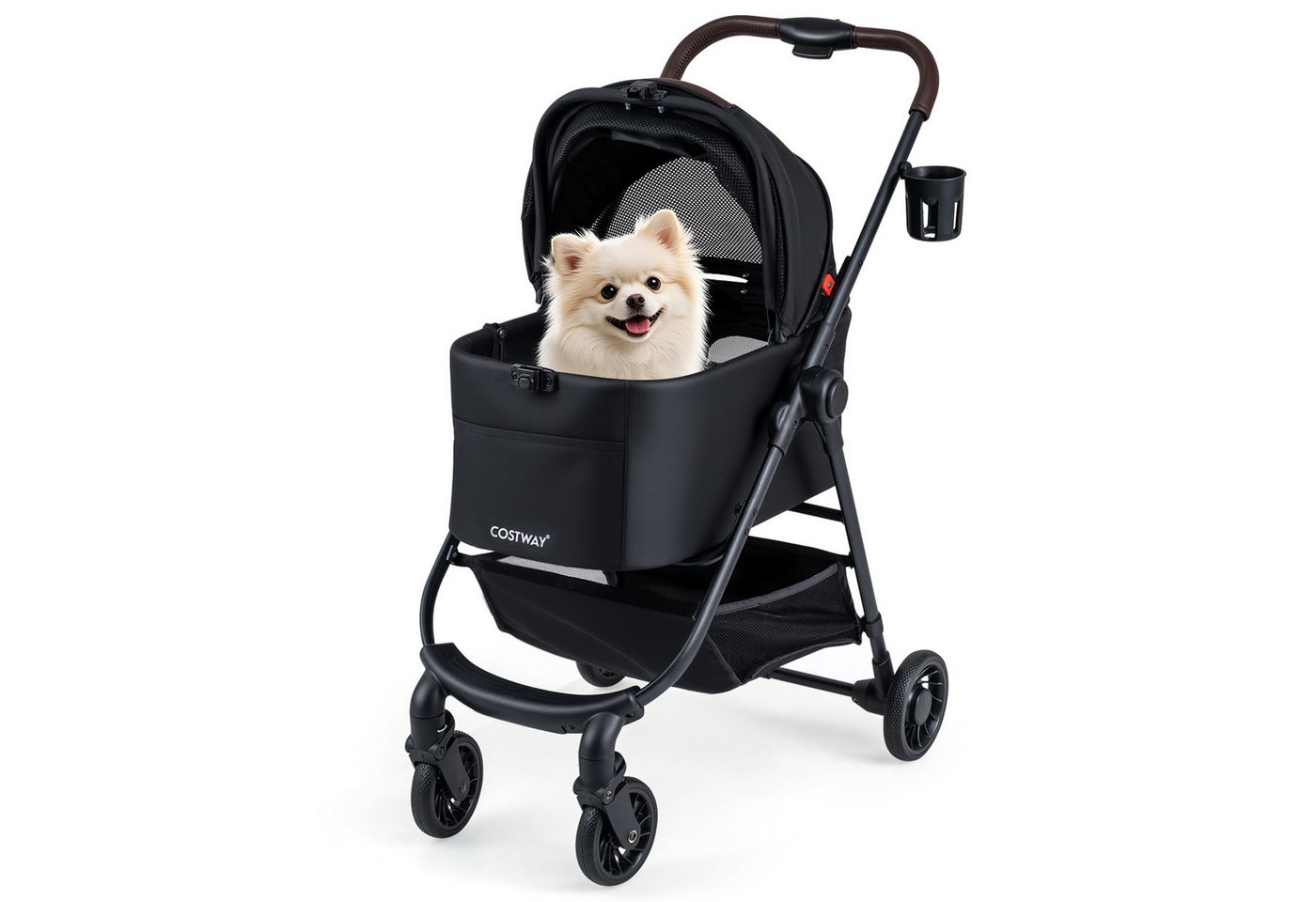 COSTWAY Hundebuggy, (1-tlg), Hundewagen, Haustiere Buggy bis 15 kg, klappbar