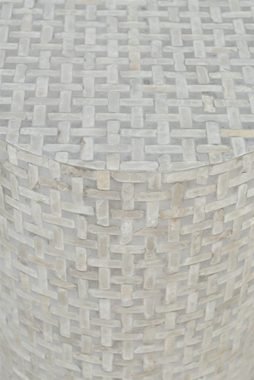 Livin Hill Beistelltisch Avola, Handverziert mit echten Muscheln, graue Farbe