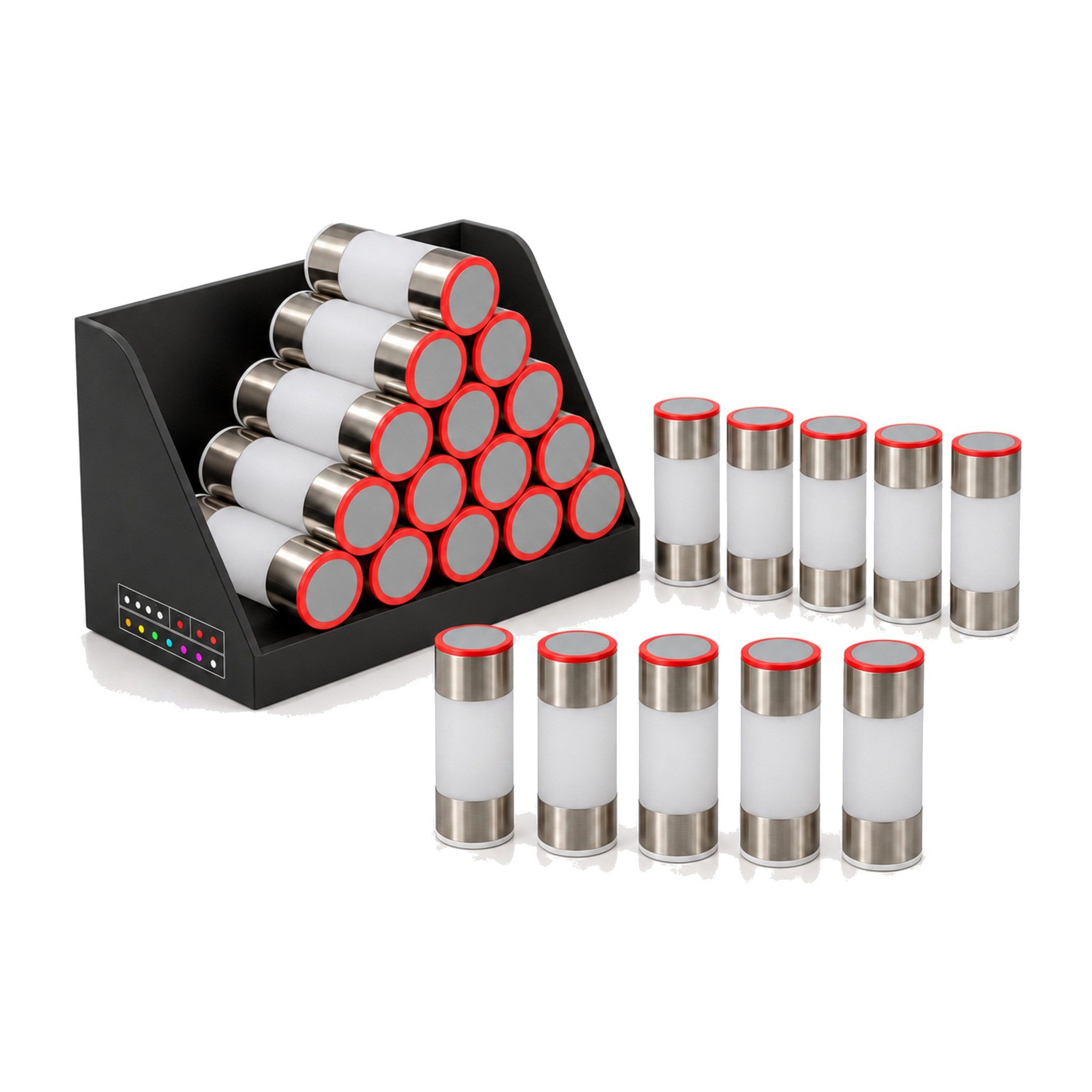 HS.SUPPLY LED Tischleuchte Gastro Tischlampen Set mit Ladestation, kabellos, Signallicht, LED fest integriert, 7 Lichtfarben, Helligkeit einstellbar