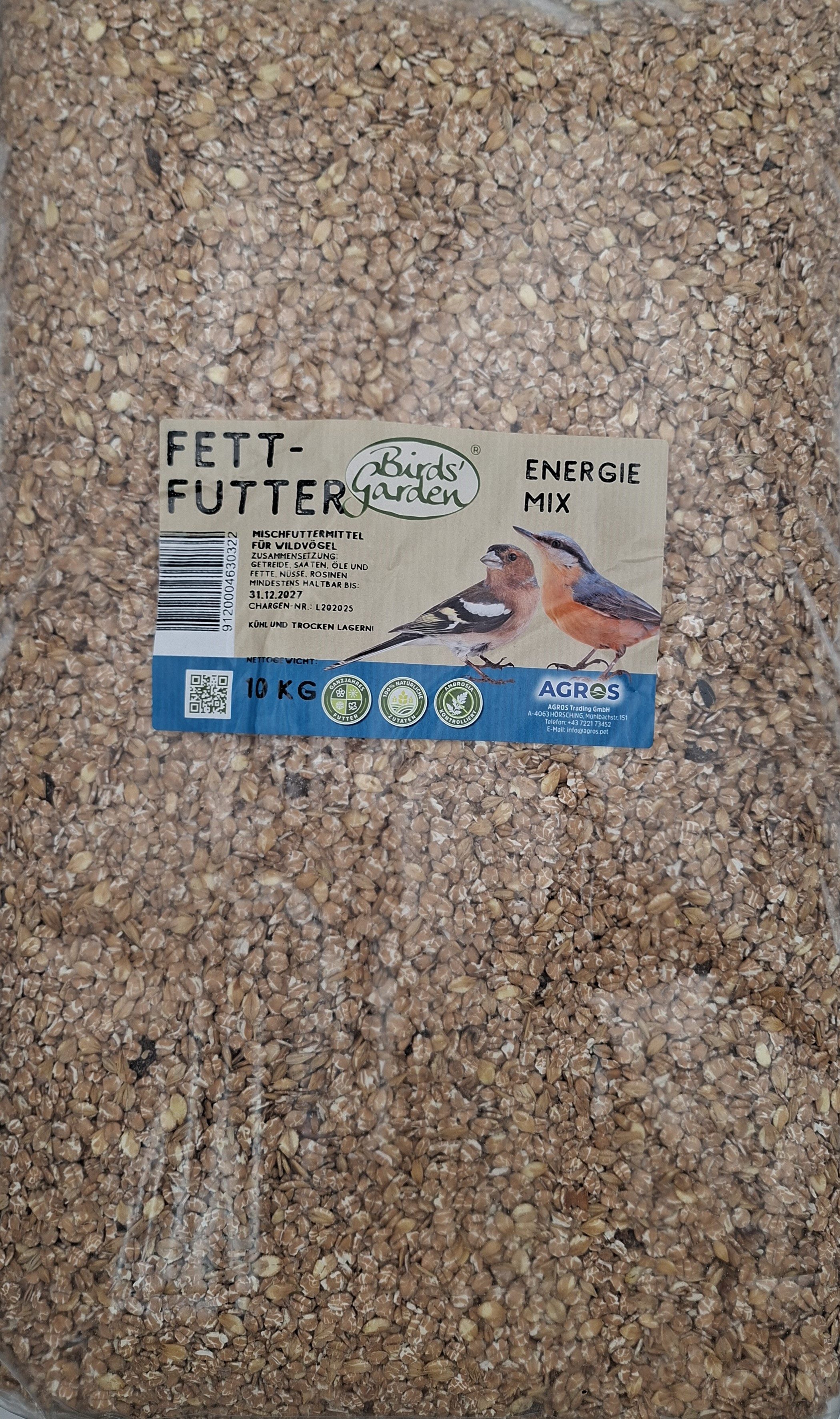 Agros Trading GmbH 10 kg Fettfutter Vogelfutter, für: Vogel
