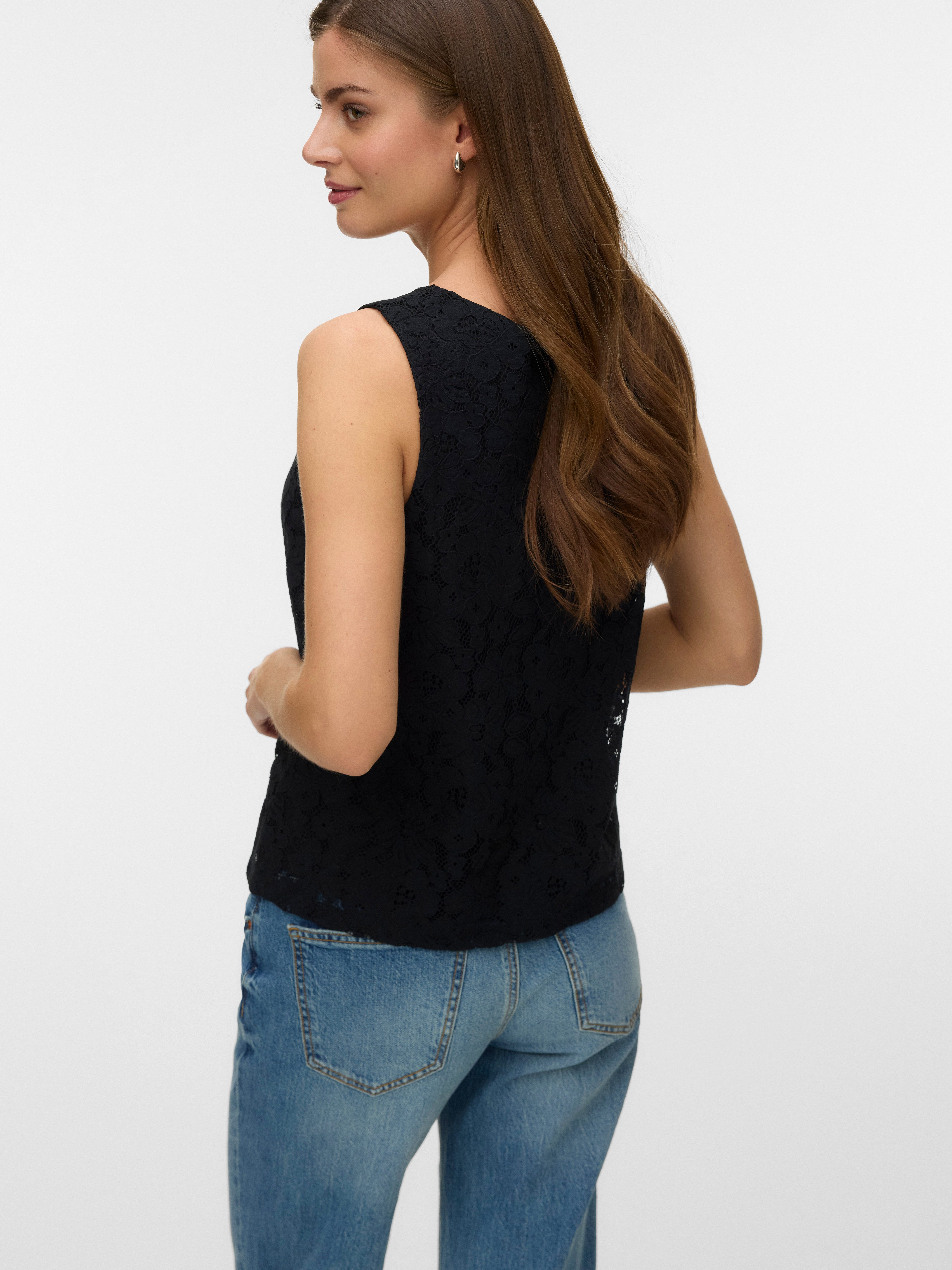 Vero Moda Spitzentop VMHONEY LACE SL V-NECK TOP WVN GA günstig online kaufen