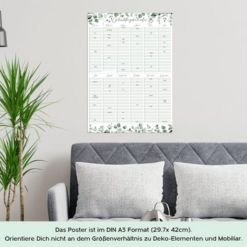 CreativeRobin ewige Kalender Geburtstagskalender immerwährend Eukalyptus I A3 Wandkalender