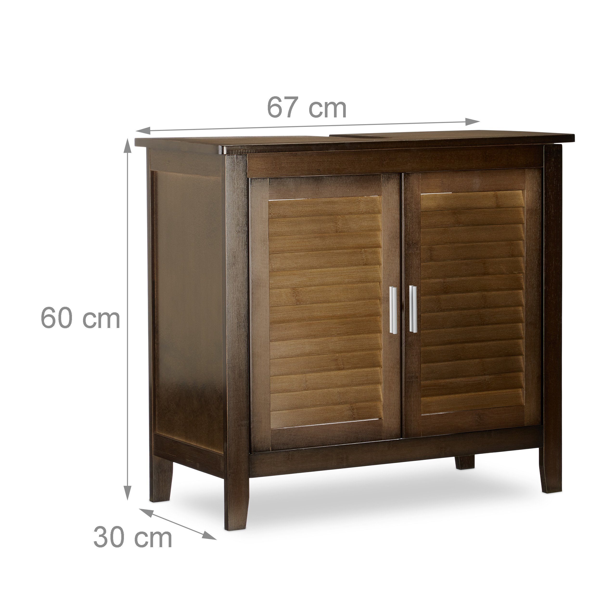 relaxdays Waschbeckenunterschrank braun LAMELL (1-St) – Bild 4 von 5