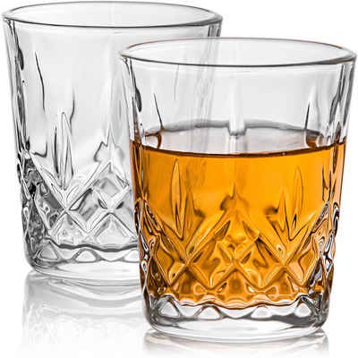 Praknu Schnapsglas 6 Schnapsgläser Kristall 4cl Whisky-Style, Kristallglas, Spülmaschinenfest - Standfest dank dickem Boden - Elegantes Vintage Design