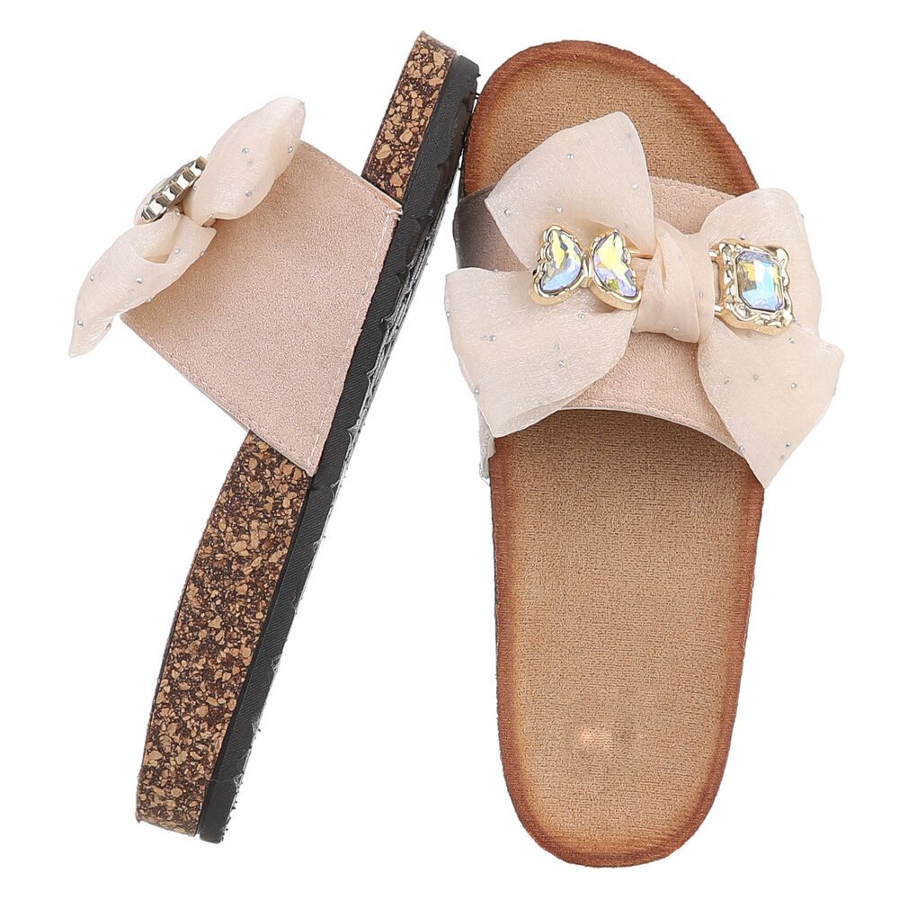 Ital-Design Elegante Damen-Sandalen mit Schleife und Glitzer-Details Pantol günstig online kaufen