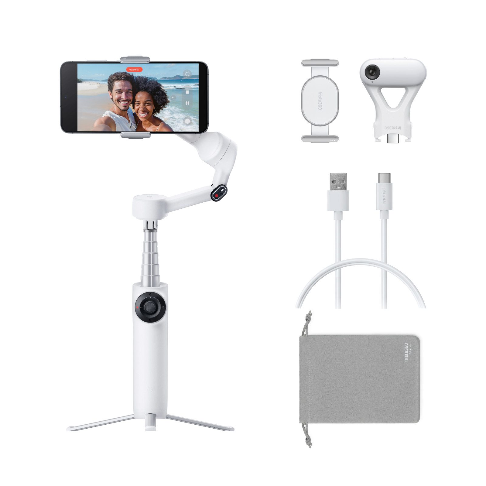 Insta360 Insta360 Flow 2 KI-Tracker-Bundle, Schneeweiß, KI-Smartphone-Gimbal Kamera-Gimbal