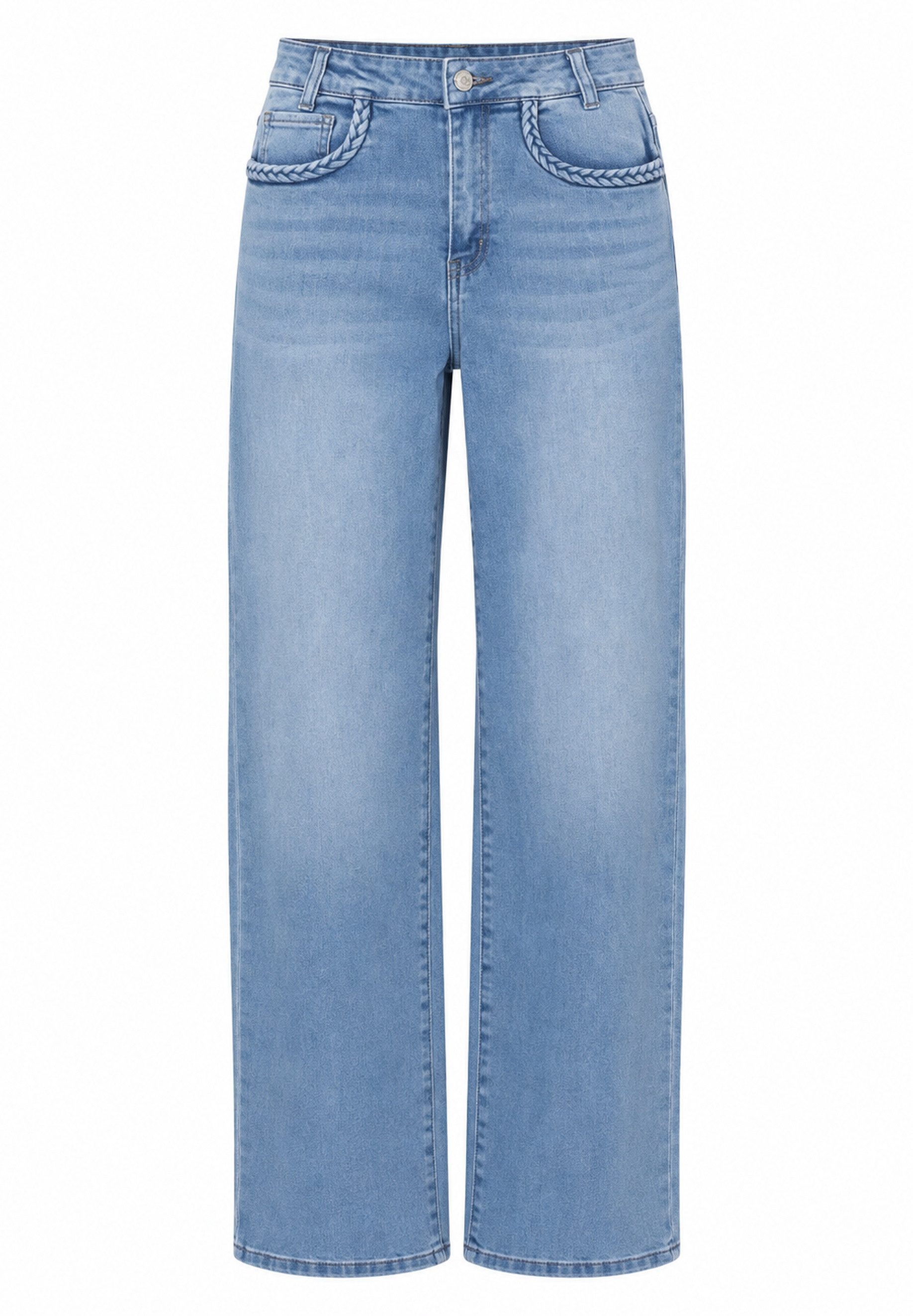 GIRL VIVI Slim-fit-Jeans Damen High-Waist Straight-Leg Jeans mit dezentem Strukturmuster
