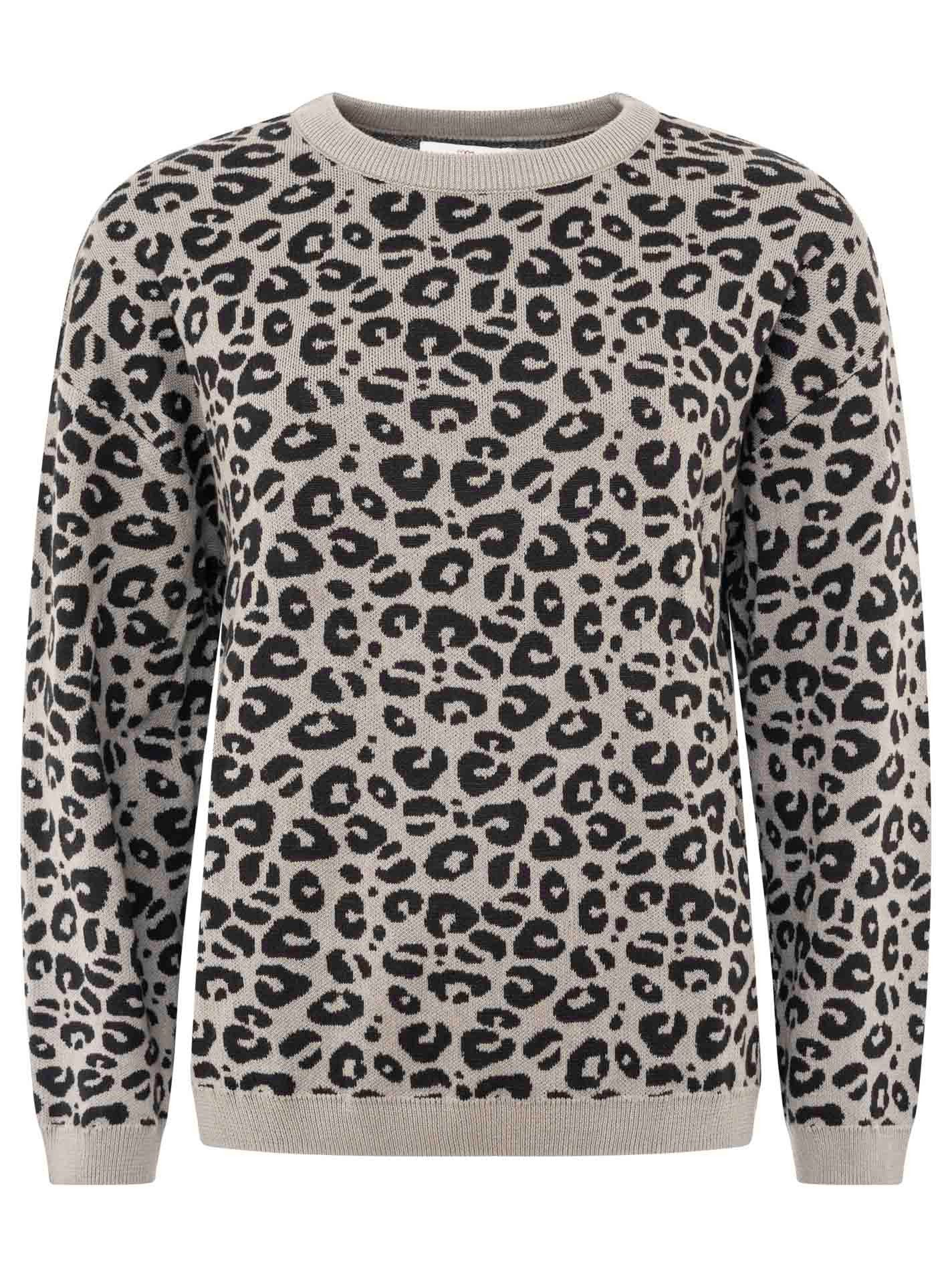 Zwillingsherz Strickpullover "Gestrickter-Leo" Animal-Muster, Rundhalsaussc günstig online kaufen