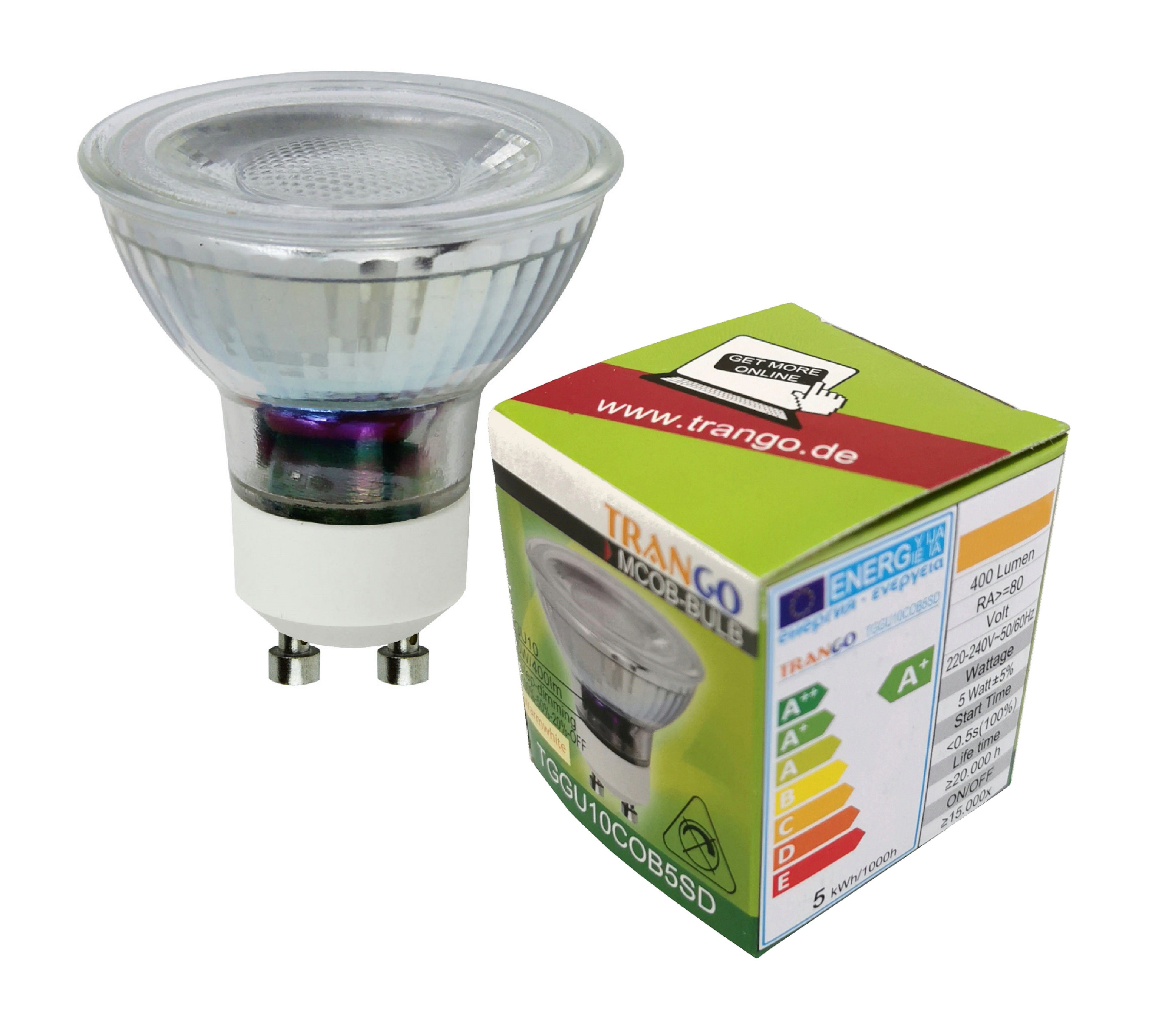 TRANGO LED 1018W LED-Leuchtmittel 4x inkl. 4-flg. *SIA* Küchenleuchte, Deckenleuchte, warmweiß 3-Stufen flexibel Watt Wohnzimmerlampe, & schwenkbar verstellbar GU10 Flurleuchte, Weiß Weiß-Optik dimmbar Deckenlampe, matt 3000K Deckenleuchte 4.8 Spots