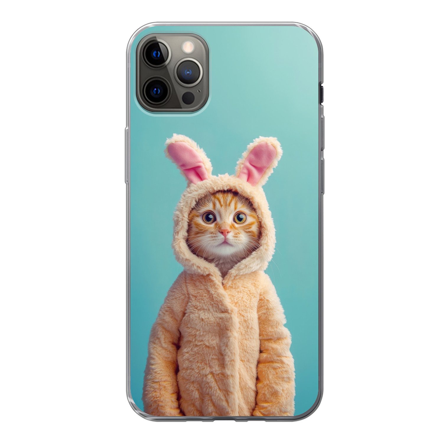 MuchoWow Handyhülle für Apple iPhone 13 Pro Max Osterhase - Katze - Kostüm, Smartphone-Bumper, Print, Handy Schutzhülle Dünn
