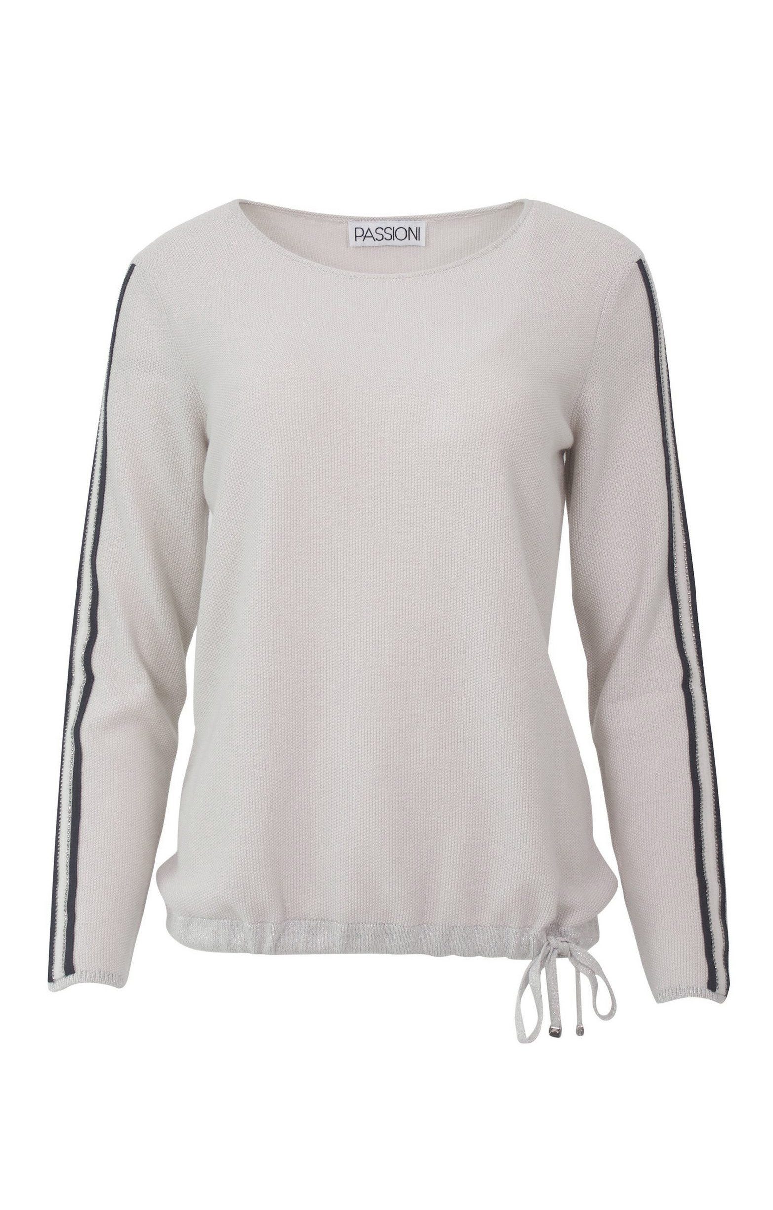 Rundhalspullover lässiger Pullover mit Glitzerdetails