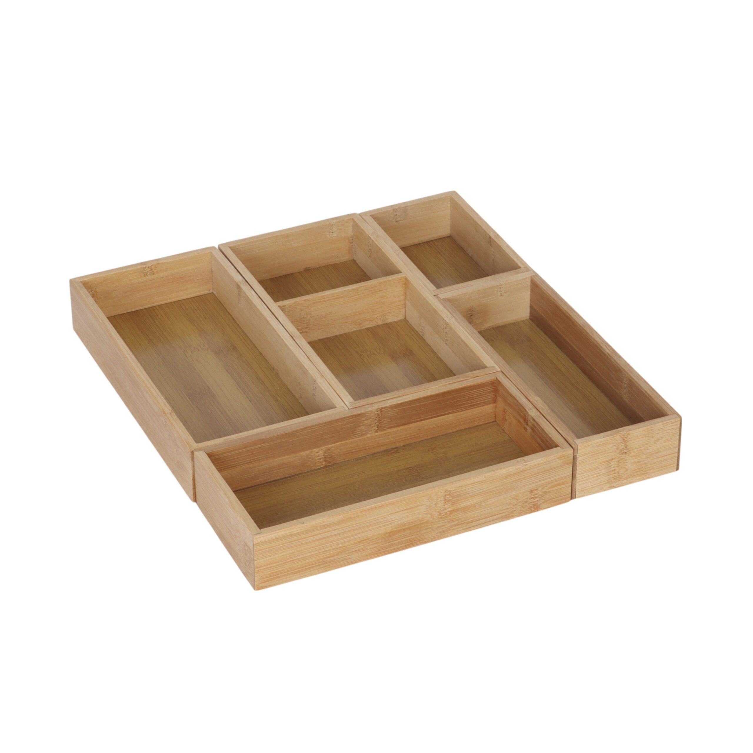 relaxdays Besteckkasten 5tlg. Schubladeneinsatz aus Bambus (5 St) günstig online kaufen