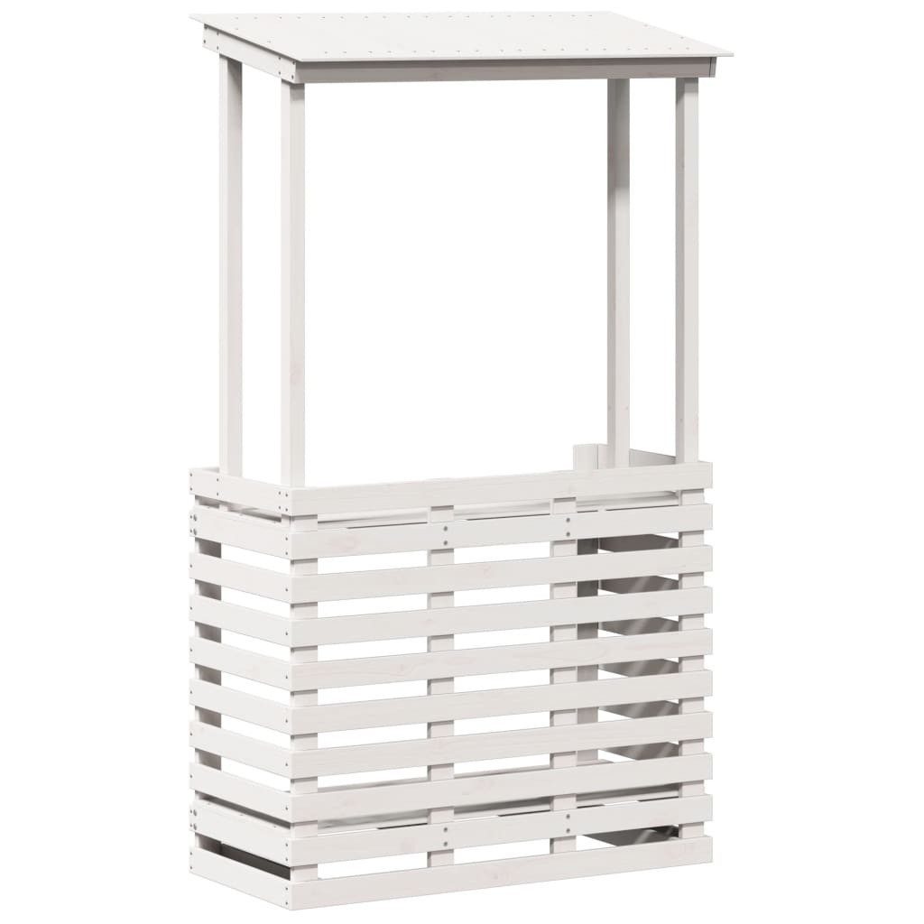 vidaXL Gartentisch Gartenbar mit Dach Weiß günstig online kaufen