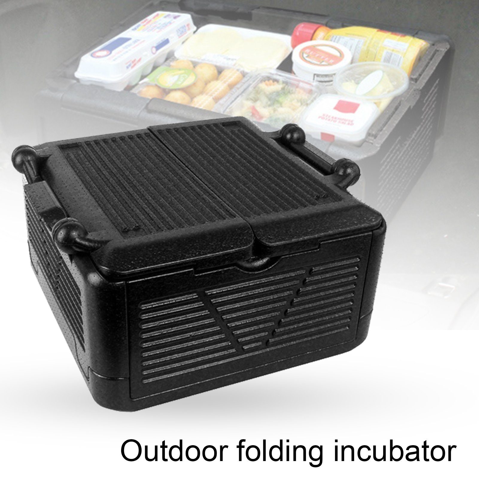 Rutaqian Thermobehälter Kühlbox, passive kleine Thermobox für Essen und Getränke, Eisbox Grau