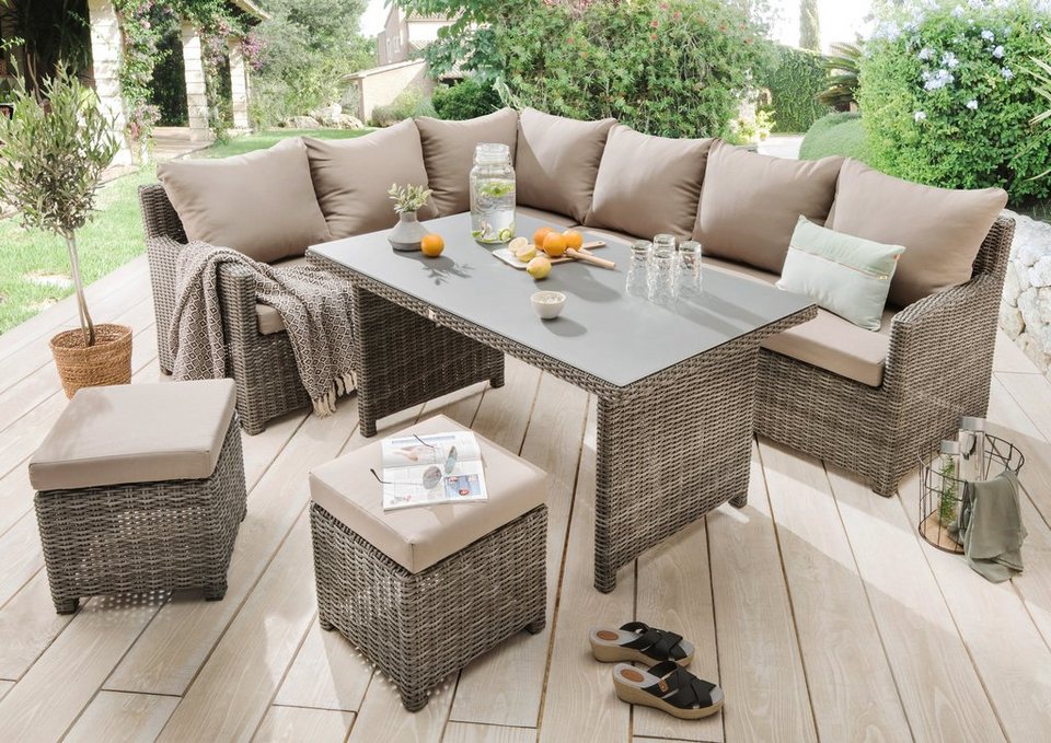 Destiny Loungeset »Bergamo«, Eckgruppe für 7